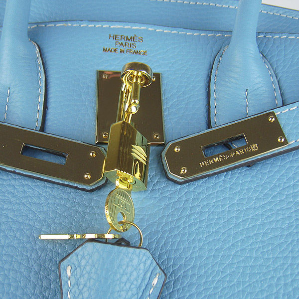 Replica Hermes Birkin 30CM Togo Leather Bag Light Blue 6088 On Sale